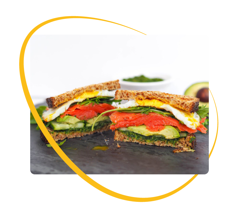 Pesto breakfast sandwich